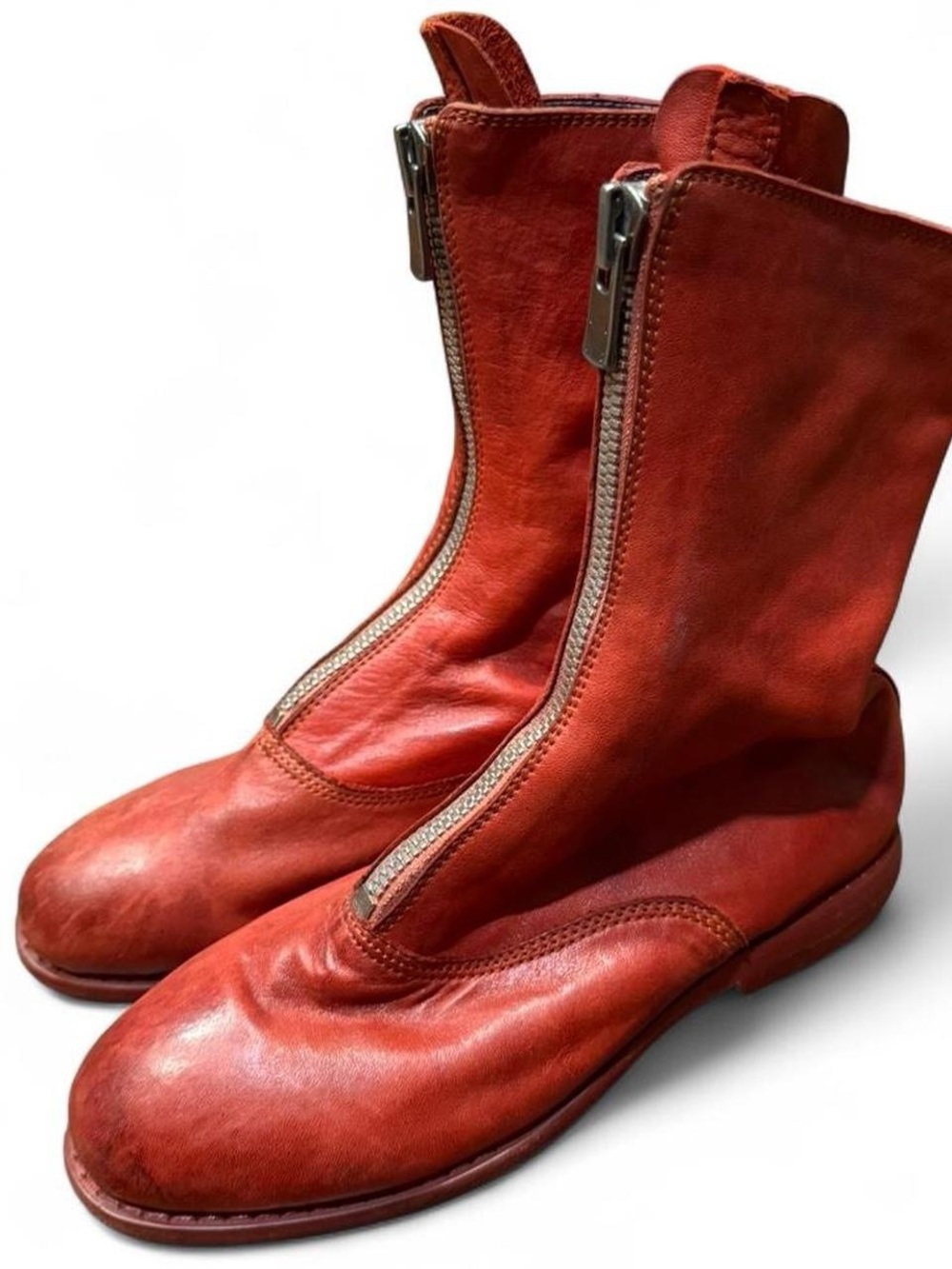 Guidi 310 Front Zip Red Soft Horse Leather Boots